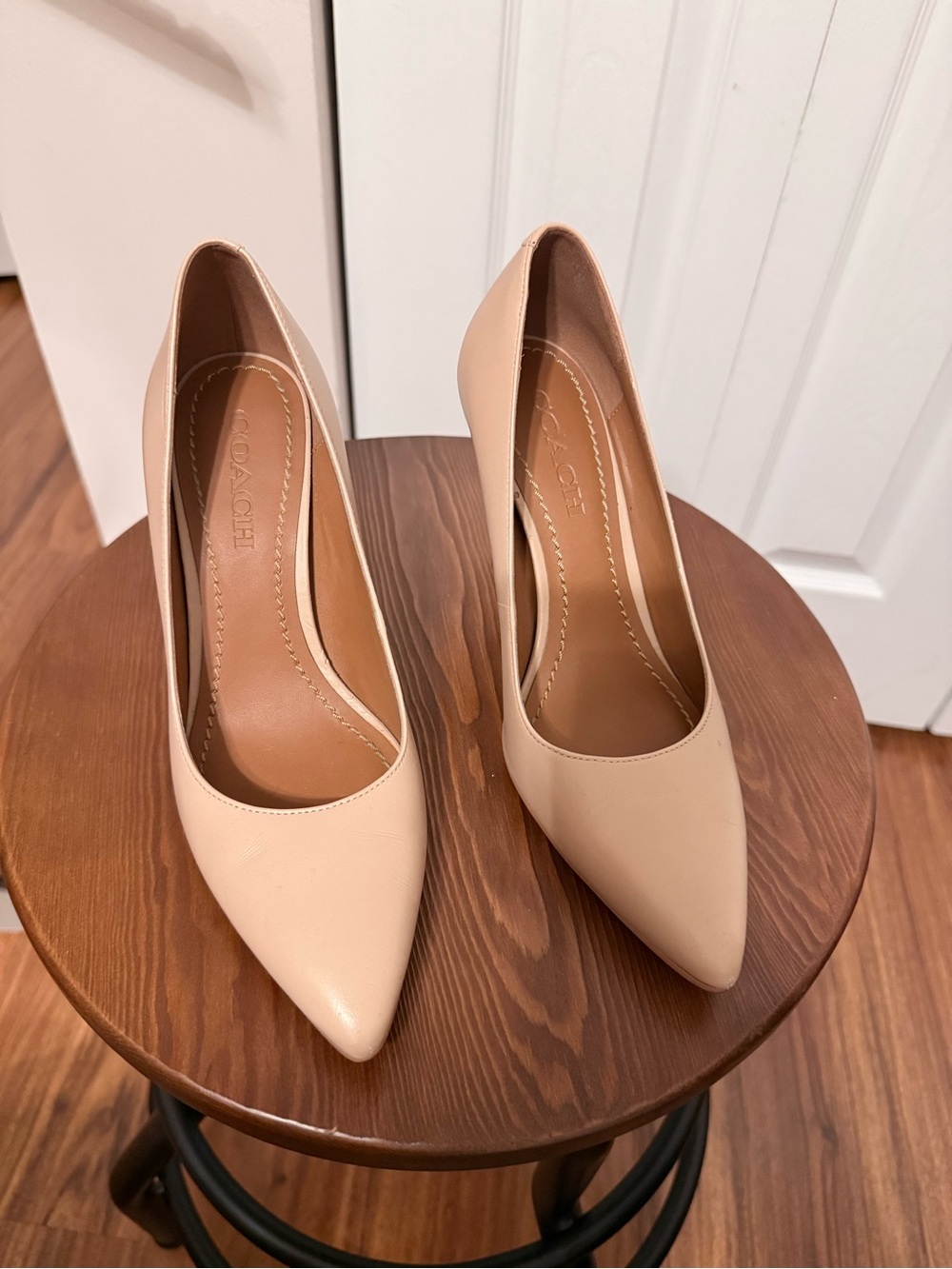 Coach Blush Beige Leather Pointed-Toe Pumps